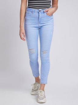 Spykar - Women Light Blue Cotton Stretch Super Skinny Fit Ankle Length Jeans (alexa)