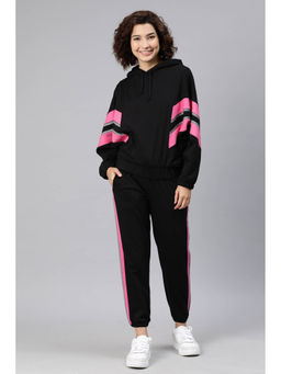 Laabha - Women Black Colorblock Regular Tracksuits (Set of 2)