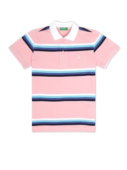 United Colors of Benetton - Boys Pink Stripes Polo T-Shirt