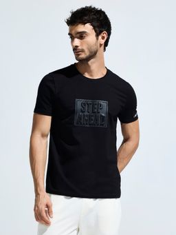 DOMIN8 - Men Black Blended Fabric Graphic Loose Fit T-Shirt