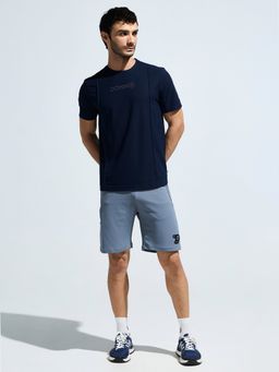 DOMIN8 - Men Navy Blue Polyester Graphic Regular Fit T-Shirt