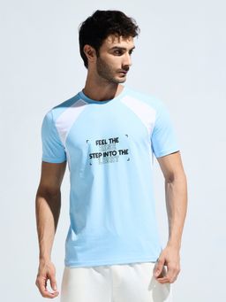 DOMIN8 - Men Blue Cotton Graphic Regular Fit T-Shirt