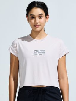 DOMIN8 - Women White Stylish Boxy Fit High Low Nylon Super Stretchable T-shirt