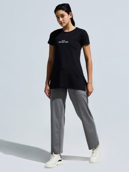 DOMIN8 - Women Black Lightweight Super Soft Graphic Print T-shirt