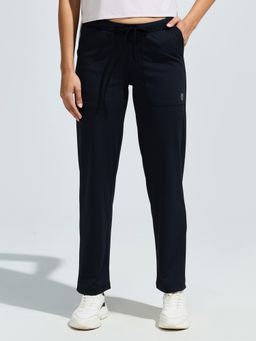 DOMIN8 - Women Black Functional Multi-Pocket Super Stretchable Wrinkle Resistant Trackpant