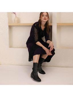 Saint G - Solid Black Leather High Ankle Boots