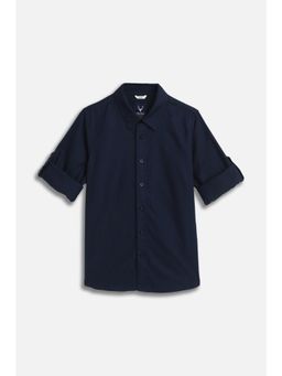 Allen Solly - Boys Navy Blue Solid Casual Shirt