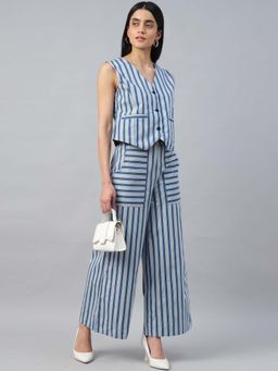 Sands of India - Striped Reversible Waist Coat and High Waist Trouser Co-Ord (Set of 2)