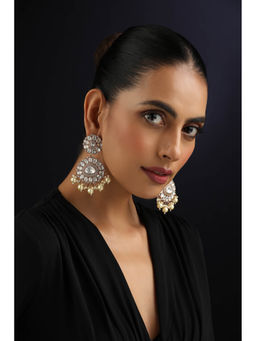 SWABHIMANN - White Polki and Pearls Dangler Earrings