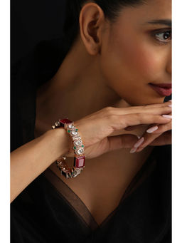 SWABHIMANN - Red Polki Kada (2.6)