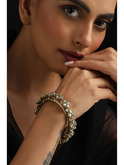 SWABHIMANN - Gold Polki White Kada (2.6)