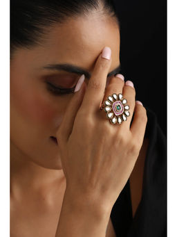 SWABHIMANN - Multi-Color Kundan Adjustable Ring