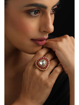 SWABHIMANN - White Polki Adjustable Ring