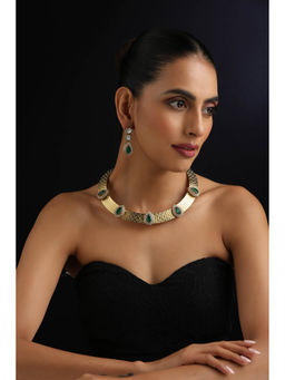 SWABHIMANN - Emerald Hasli Green Necklace with Earrings