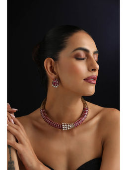 SWABHIMANN - Ruby Hasli Necklace with Earrings - Purple