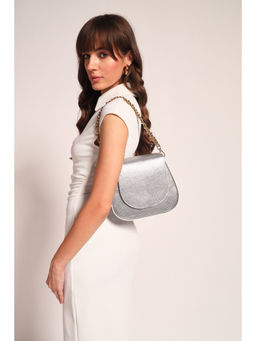 THE GUSTO - Women Silver Zuri Textured Shoulder Handbag (S)