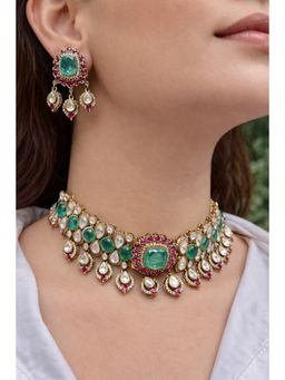 Prestones - Heirloom Polki Bridal Necklace and Earrings