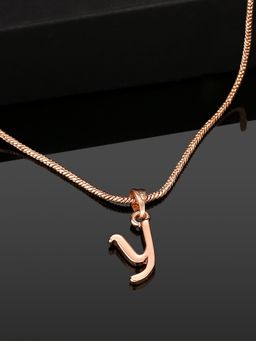 Estele - Valentine Gift - Rose Gold Plated Initial Y Letter Pendant for Women