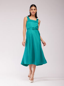 FableStreet - Satin Midi Dress - Teal (Set of 2)