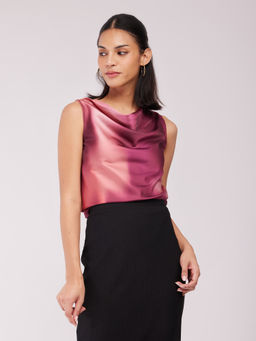FableStreet - Satin Ombre Top - Maroon