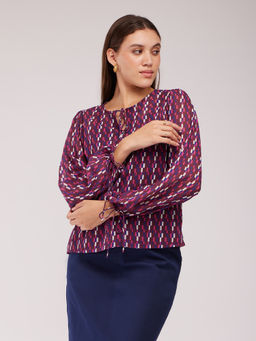 FableStreet - Geometric Print Top - Purple