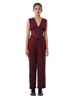 MAMKAM - Maroon Affair Corset Top with High Waisted Pants