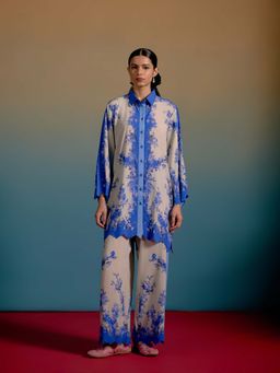 Shetab Kazmi - Ivory Azure Co-Ord Set