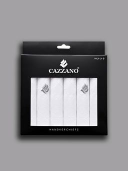 CAZZANO - Men Pack Of 6 White Cotton Checked Handkerchiefs