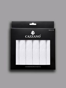 CAZZANO - Men Pack Of 6 White Cotton Checked Handkerchiefs