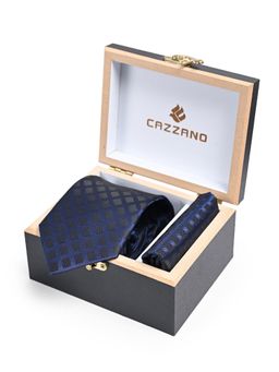 CAZZANO - Men Checkered Skinny Tie With Pocket Square