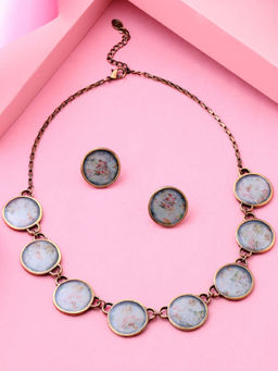 Estele - Gold Plated Nebula Pattern Necklace for Women (Set of 2)