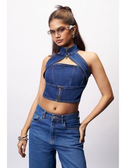 FREAKINS - Indigo Blue Enigma Gothic Chained Denim Top