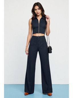 FREAKINS - Modern Navy Blue Women Straight Pinstripe Pant