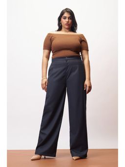 FREAKINS - Curve Urban Navy Blue Straight Pinstripe Pant