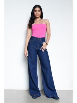 FREAKINS - Classic Indigo Blue Women Wide Jeans