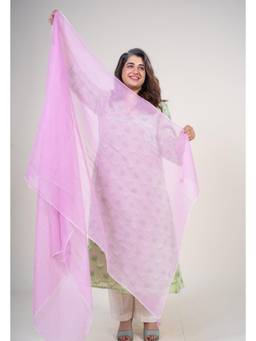 The Indian Ethnic Co. - Women Mauve Solid Kota Doria Cotton Dupatta