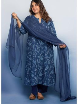 The Indian Ethnic Co. - Women Blue Solid Kota Doria Cotton Dupatta