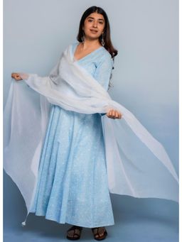 The Indian Ethnic Co. - Women White Solid Kota Doria Cotton Dupatta