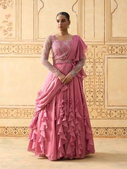 Fiorebymalar - Pink Nita Choli With Lehenga And Dupatta With Belt