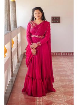 Fiorebymalar - Pink Midhuna Choli With Lehenga And Dupatta With Belt