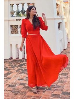 Fiorebymalar - Orange Subhi Top With Skirt