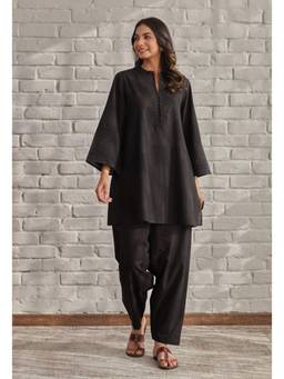Tara-C-Tara - Black Solid A-Line Co-ord Set
