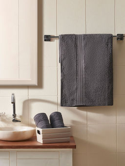 Ddecor Live Beautiful - Solid 500 GSM Bath And Hand Towel Set, Grey (M)
