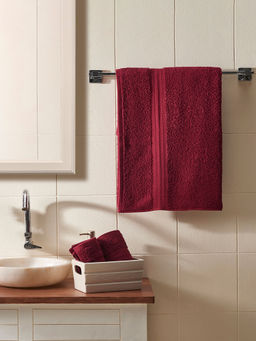 Ddecor Live Beautiful - Solid 500 GSM Bath And Hand Towel Set, Magenta (M)