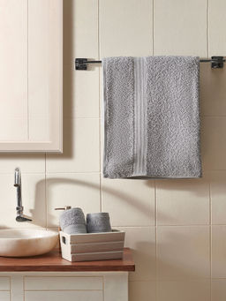 Ddecor Live Beautiful - Solid 500 GSM Bath And Hand Towel Set, Grey (M)