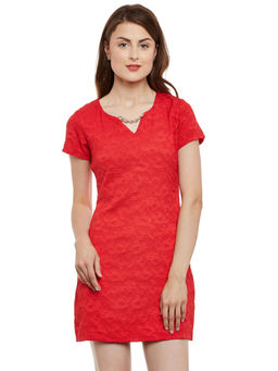 Kazo - Coral Scarlet Chain Dress
