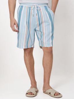 Mufti - Teal Stripes Regular Shorts