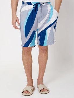 Mufti - Grey Abstract Relaxed Shorts