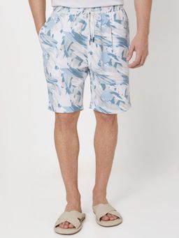Mufti - White Printed Relaxed Shorts