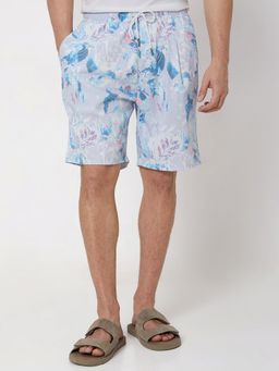 Mufti - Blue Printed Relaxed Shorts